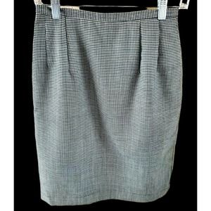 Vintage Harve' Benard Black White Houndstooth Wool Pencil Straight Skirt Sz 4